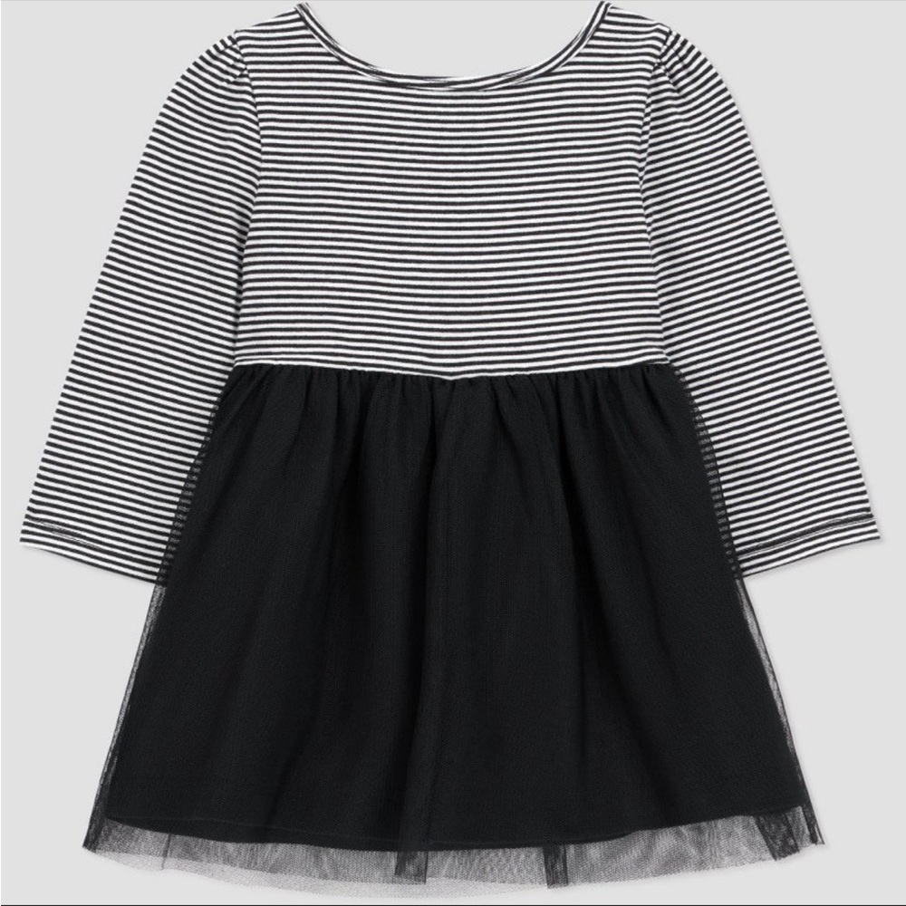 🖤 NWT Striped Cat Dress w/ Tulle Skirt & Diaper Cover - Carter’s - 12M 🖤 - Picture 4 of 12